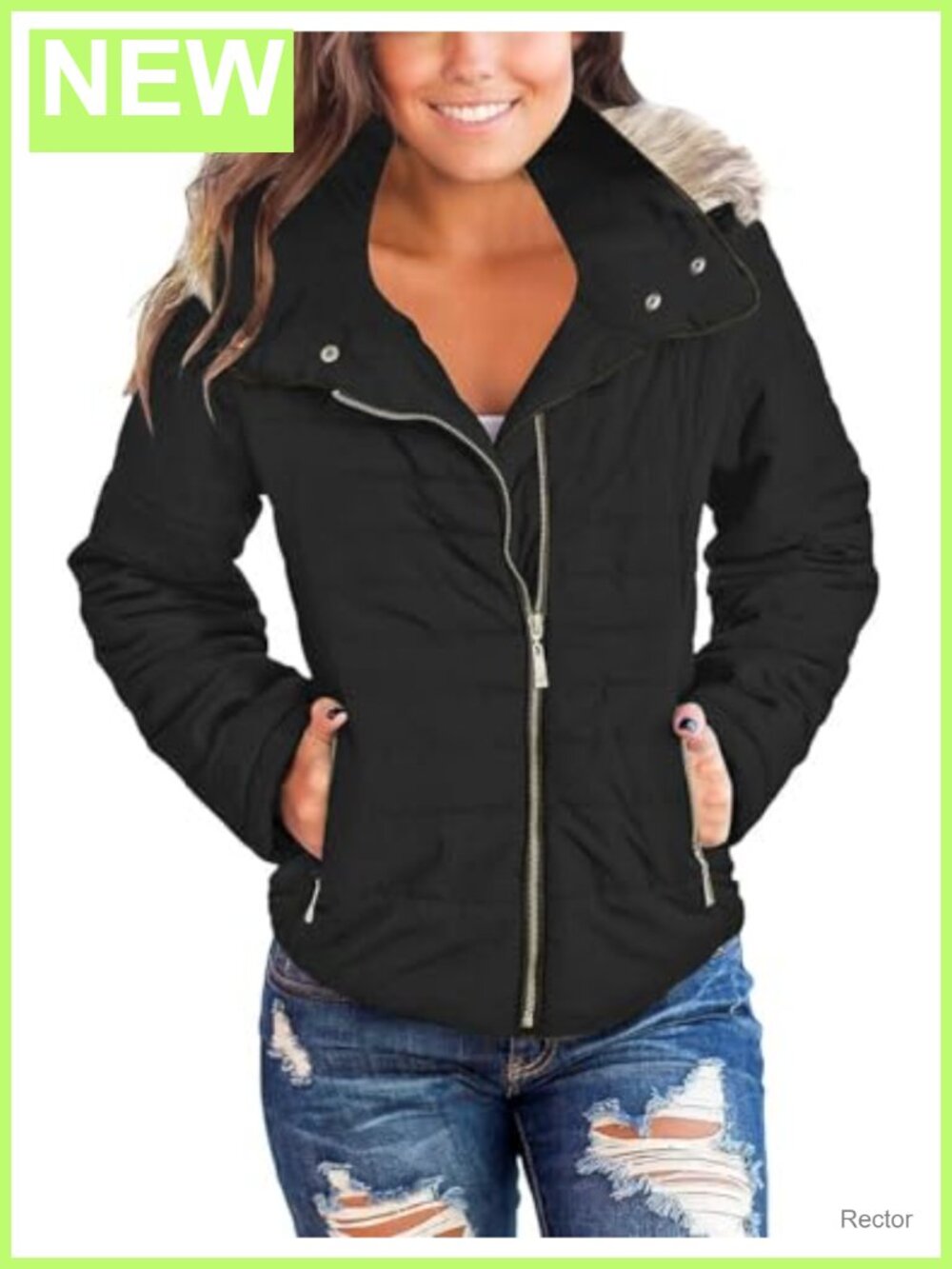 Women's Faux Fur Lined Quilted Puffer Parka Zip Hooded Winter Coat